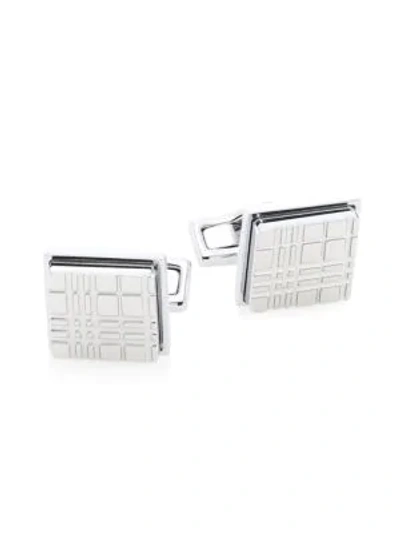 Burberry Square Embossed Check Cufflinks In Silver