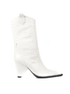 ALDO CASTAGNA WHITE COCODRILE EFFECT LEATHER BOOTS,11125019