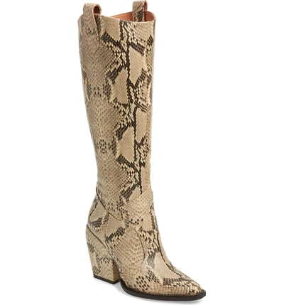 Alias Mae Wesley Western Knee High Boot In Beige Snake Print Leather