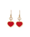 CHOPARD HAPPY HEARTS 18K ROSE GOLD DIAMOND & CARNELIAN DOUBLE-DROP EARRINGS,PROD226610004