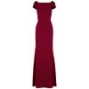 ROLAND MOURET HEPWORTH RED LACE-TRIMMED GOWN,3652151