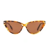 TOM FORD TORTOISESHELL CHARLIE CAT EYE SUNGLASSES,14983662