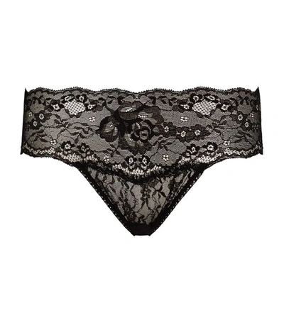 Hanky Panky Women's American Beauty Flower Lace Thong 1c1511 In Black