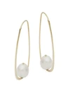 SAKS FIFTH AVENUE 14K YELLOW GOLD & OVAL FRESHWATER PEARL THREADER EARRINGS,0400011585544