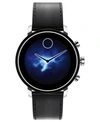 MOVADO CONNECT 2.0 BLACK LEATHER STRAP TOUCHSCREEN SMART WATCH 42MM