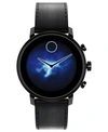 MOVADO CONNECT 2.0 BLACK LEATHER STRAP HYBRID TOUCHSCREEN SMART WATCH 42MM