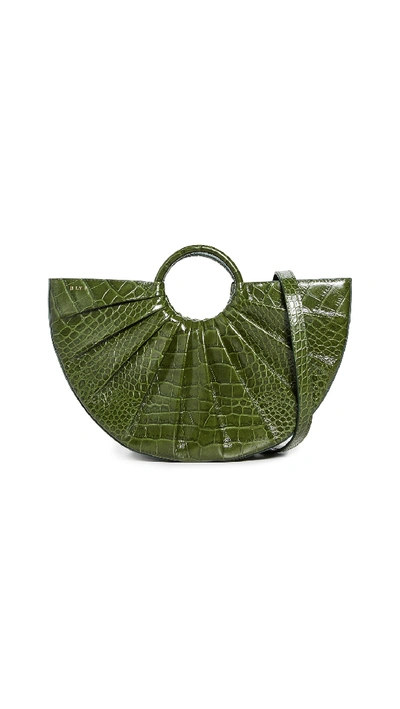 Dlyp Pleated Bender Midi Bag In Emerald Croc