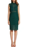 Bardot Lace Sheath Dress In Hunter Green