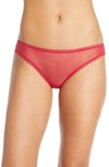 On Gossamer Mesh Hip Bikini In Cerise