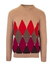 Ballantyne Argyle Knit Sweater In Brown