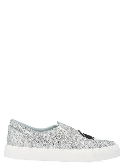Chiara Ferragni Glittered Slip-on Sneakers In Silver