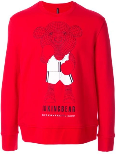 Blackbarrett Printed Boxing Bear Sweater In Red