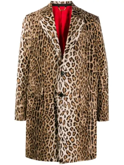 Versace Cheetah-print Faux-fur Long Coat In Leopard Multi