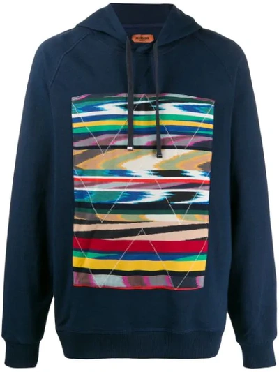 Missoni Graphic Print Fitted Hoodie In Blue