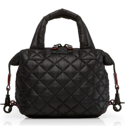 Mz Wallace Micro Sutton Quilted Tote Bag In Black Lacquer/gold