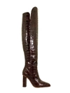 Max Mara Beboot Boot Crocodile-print Brown Leather In Brown