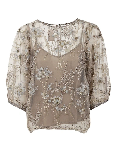 Antonio Marras Floral Lace Top In Multicolor