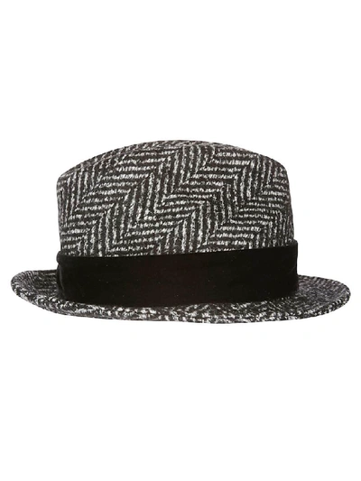 Dolce & Gabbana Striped Trilby Hat In Grey
