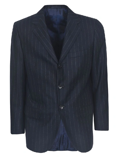 Kiton Striped Suit In Navy
