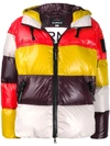 PEUTEREY COLOUR-BLOCK HOODED PUFFER JACKET