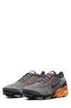 Nike Men's Air Vapormax Flyknit 3 Running Sneakers From Finish Line In Dark Grey/ Orange/ Silver