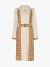 BURBERRY BURBERRY VINTAGE CHECK PANELLED TRENCH COAT,800617414570469