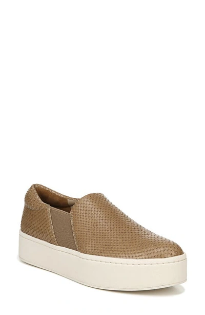 Vince Warren Slip-on Platform Snakeskin-embossed Leather Sneakers In Tan