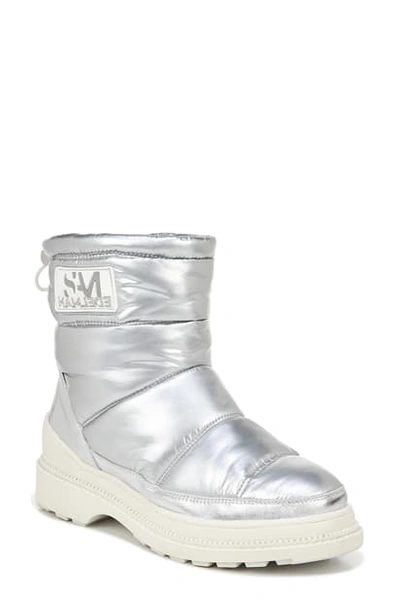 Sam Edelman Carlton Puffer Ankle Boots Women's Shoes In Soft Silver Metallic Nylon