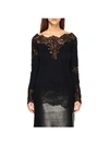 ERMANNO SCERVINO SWEATER WITH LONG SLEEVES AND LACE INSERTS,11126902