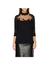 ERMANNO SCERVINO SWEATER WITH LONG SLEEVES AND LACE INSERTS,11126904