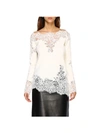 ERMANNO SCERVINO SWEATER WITH LONG SLEEVES AND LACE INSERTS,11126903