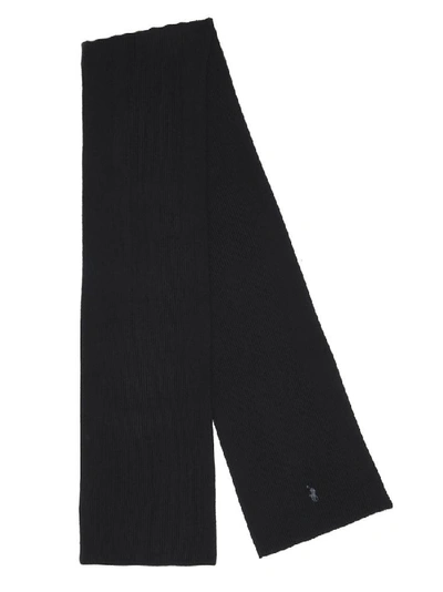 Polo Ralph Lauren Logo Embroidered Scarf In Black