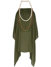 Jacquemus Bijoux Beaded Halterneck Chiffon Top In Green