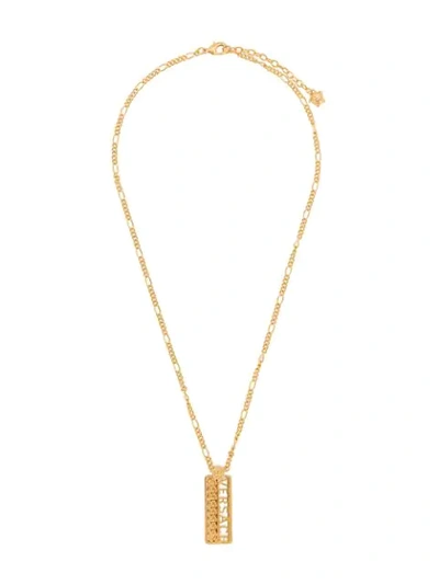 Versace Logo Pendant Necklace In Oro