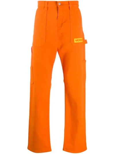 Versace Wide-leg Long Jeans In Orange