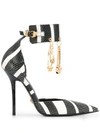 VERSACE STRIPED SAFETY PIN PUMPS