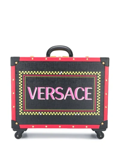 Versace 90s Vintage Logo Small Suitcase In Black