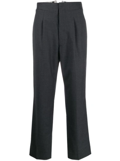 Maison Margiela Cropped High Waisted Trousers In Grey