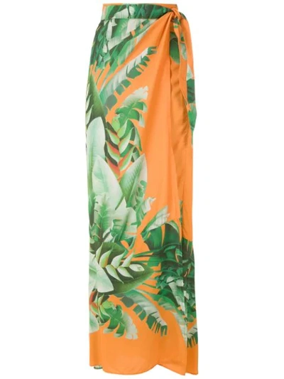 Amir Slama Printed Wrap Maxi Skirt In Orange