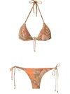 Amir Slama Printed Triangle Bikini Set In Neutrals