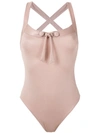 AMIR SLAMA FRONT TIE DETAIL RIBBED SWIMSUIT