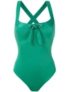 AMIR SLAMA FRONT TIE DETAIL RIBBED SWIMSUIT