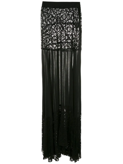 Amir Slama Lace Panels Maxi Skirt In Black