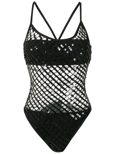 Amir Slama Sequinned Swimsuit In Black