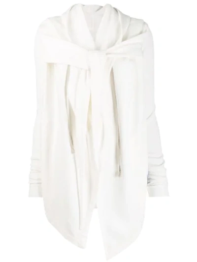 Rick Owens Drkshdw Wrap Style Hoodie Jacket In White
