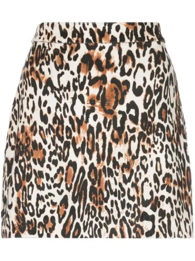 Milly Leopard Mini Skirt In Black