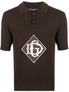 DOLCE & GABBANA MONOGRAMMED KNITTED POLO SHIRT