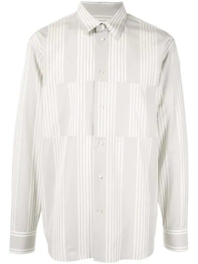 Jil Sander Mismatched Striped Shirt In Grey