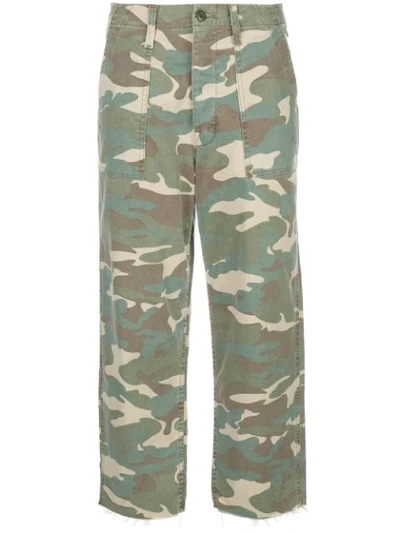 Mother Private High-rise Patch Pocket Straight-leg Ankle Jeans In Camouflage In Killing Time Camo