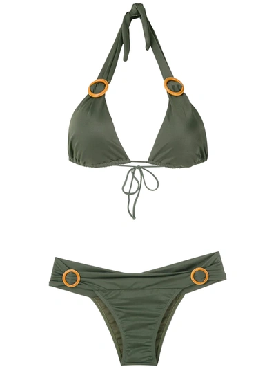 Brigitte Ring-embellished Bikini Set In Green